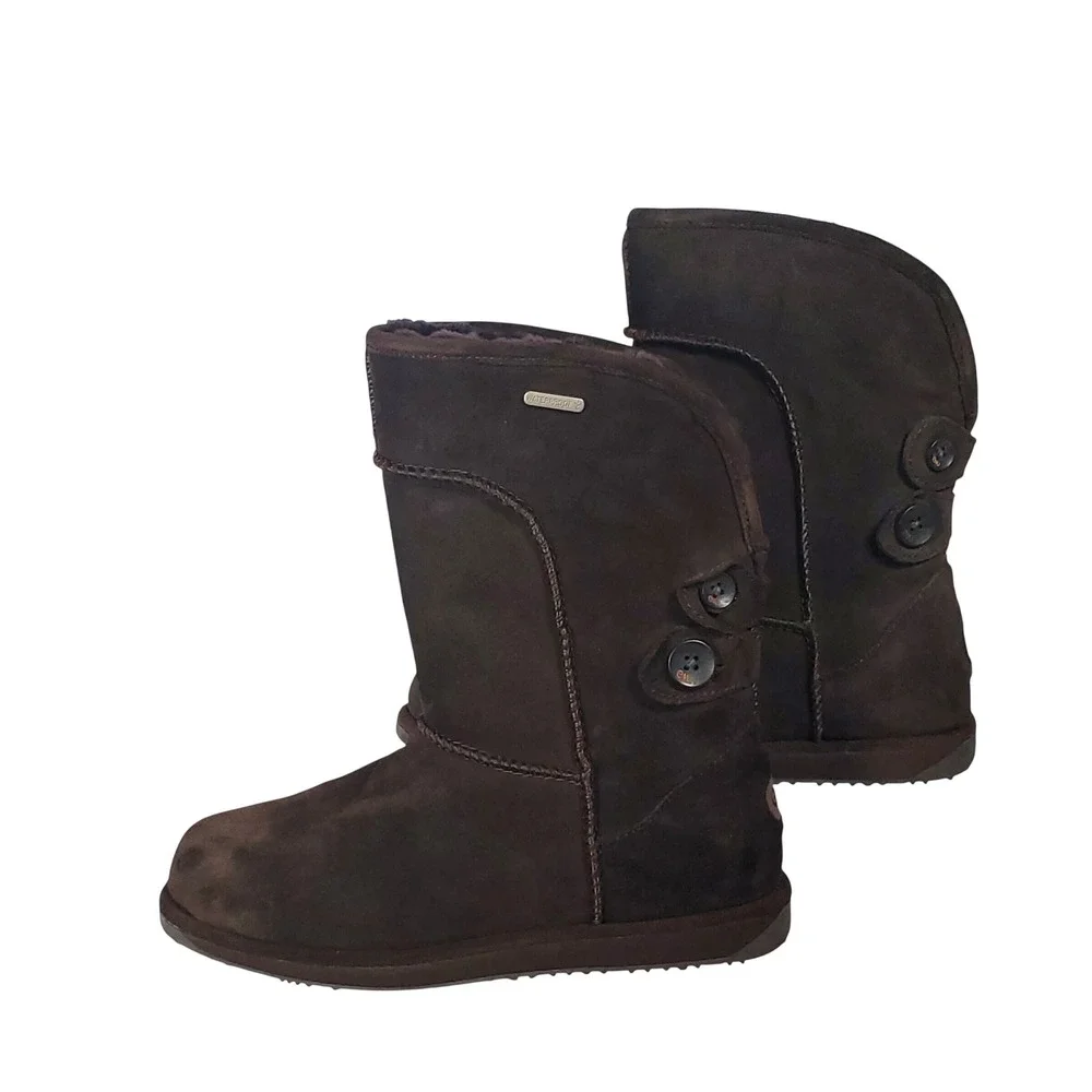 EMU Australia Charlotte W10843 Waterproof Suede Sheepskin Boots Brown Womens 8